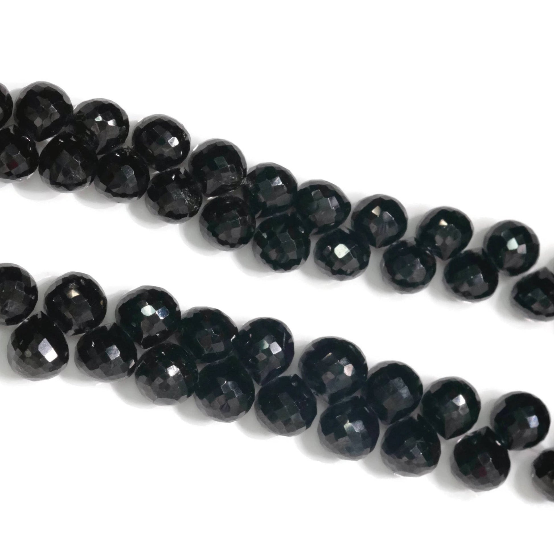 Natural Spinel Black Onion Drops Strands - Taj Mahal Gems