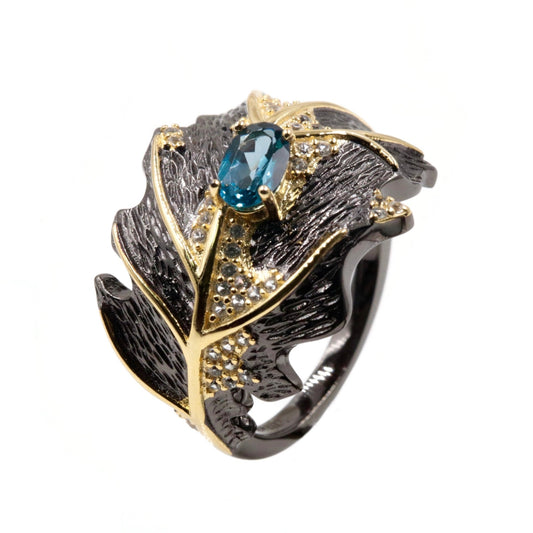 Natural Topaz Leaf Ring - Taj Mahal Gems