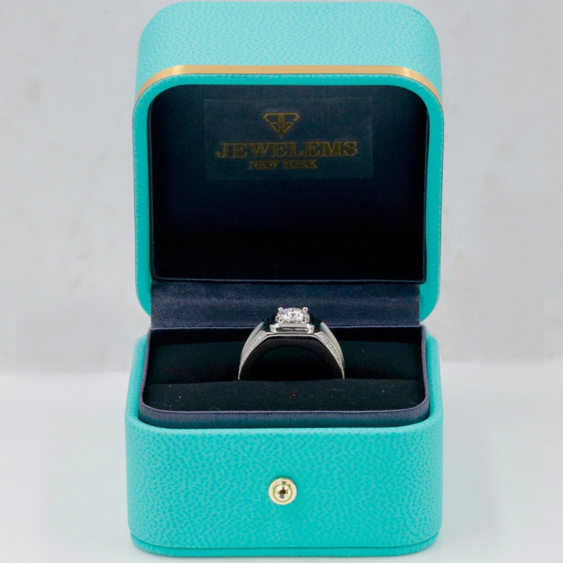 Natural White Moissanite Men's Ring - Taj Mahal Gems