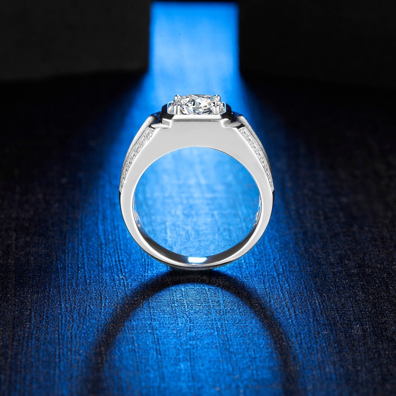 Natural White Moissanite Men's Ring - Taj Mahal Gems