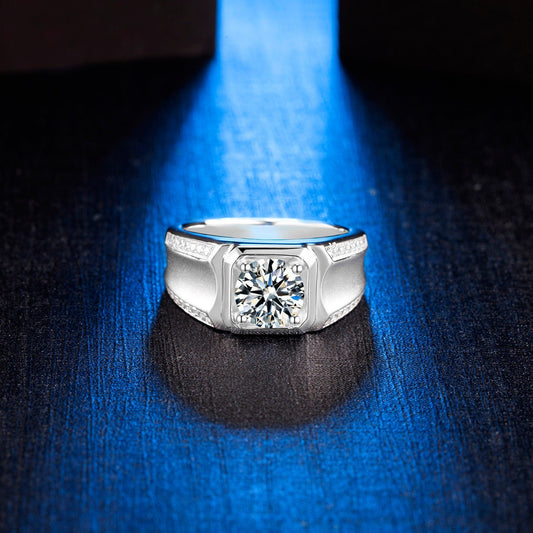 Natural White Moissanite Men's Ring - Taj Mahal Gems
