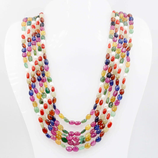 Navrathna Beaded Necklace - Taj Mahal Gems