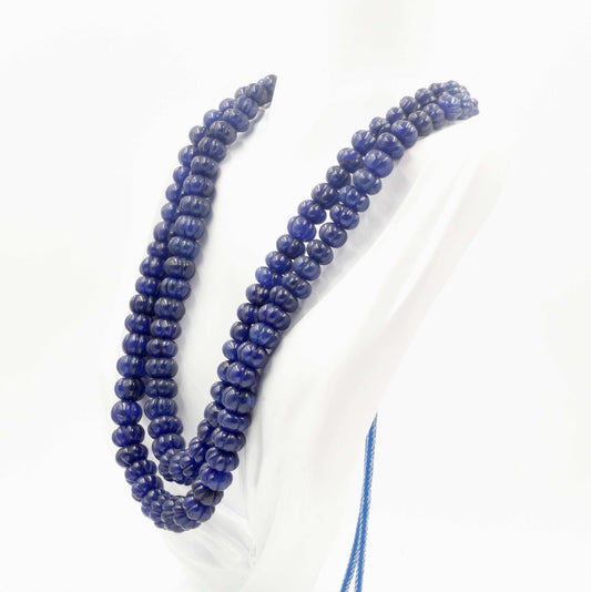 Navy Blue Quartz Pumpkin Beads Necklace - Taj Mahal Gems