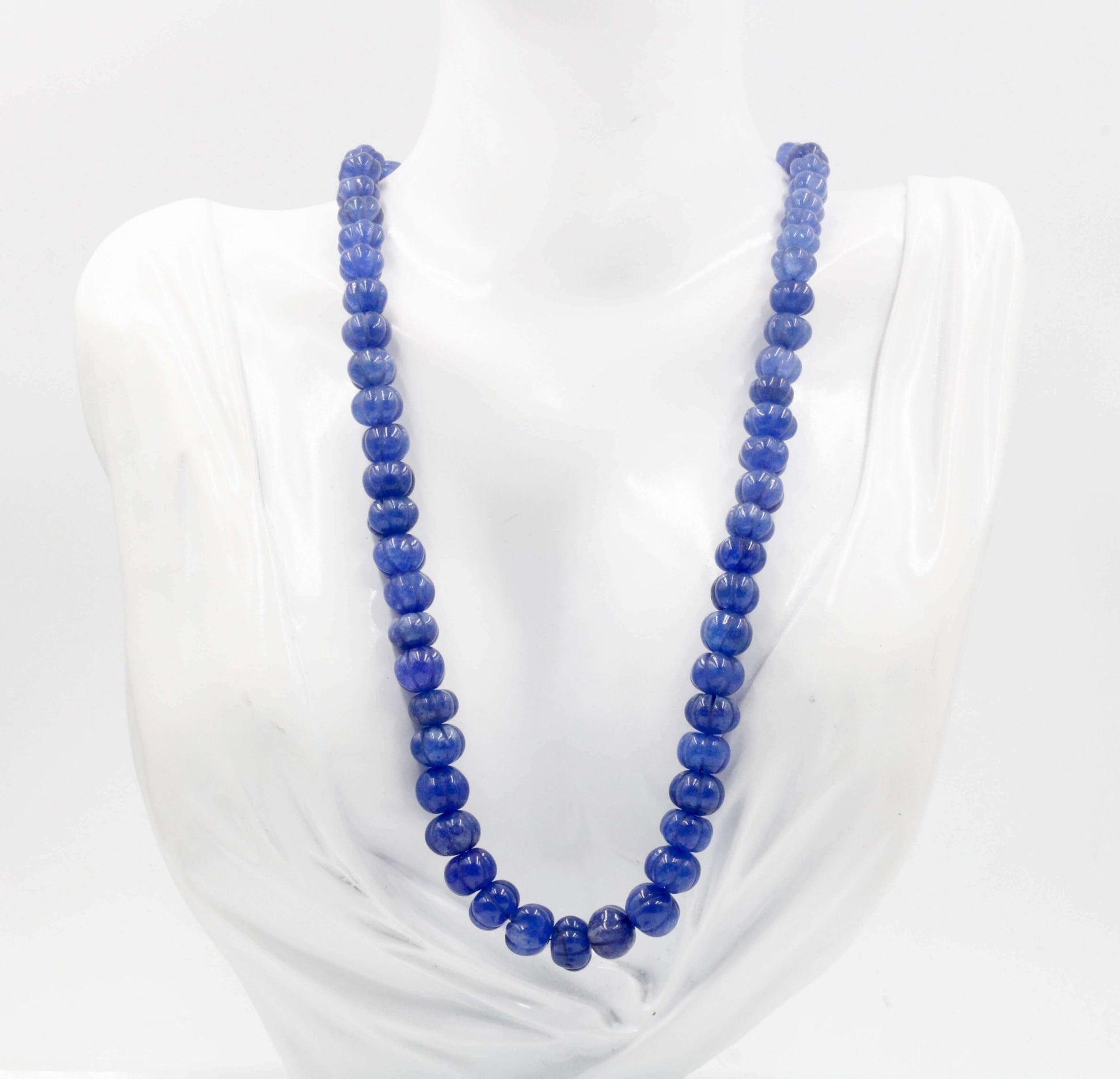 Navy Blue Quartz Pumpkin Necklace - Taj Mahal Gems