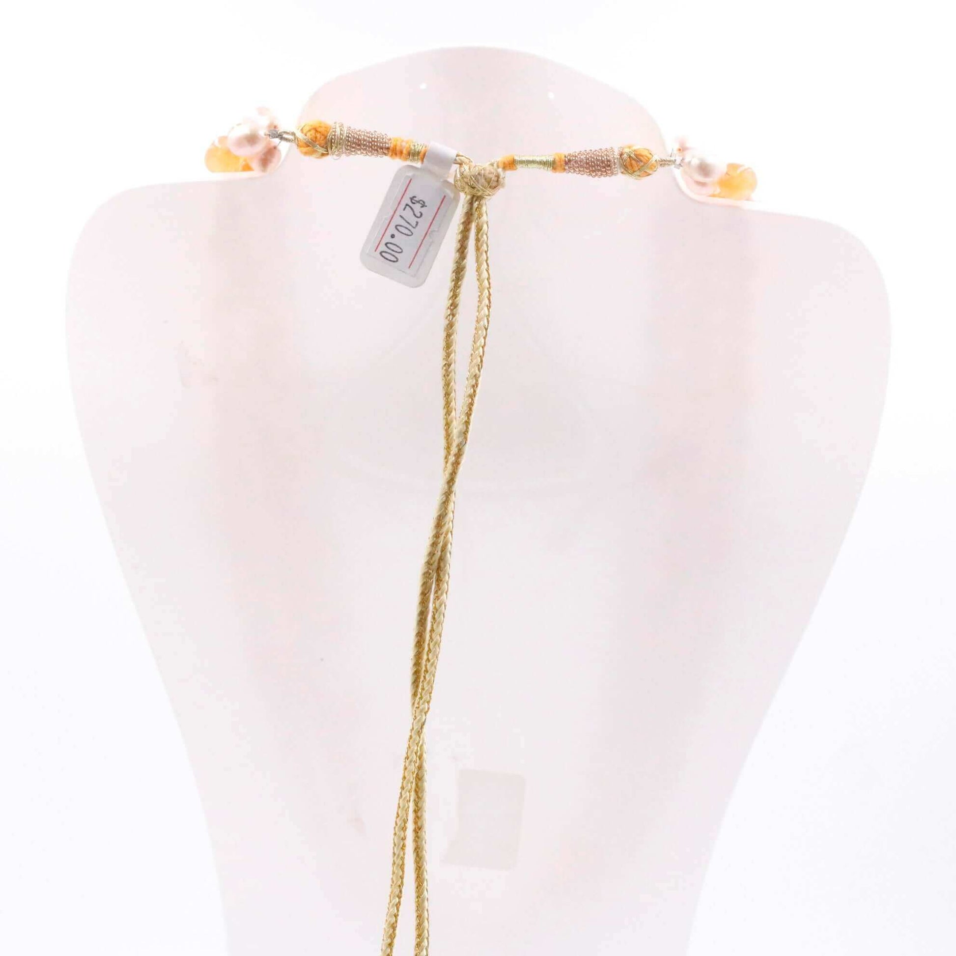 Orange Quartz and Freshwater Pearl Necklace - Taj Mahal Gems