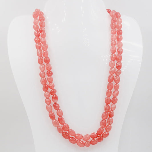 Peach Quartz Beaded Necklace - Taj Mahal Gems