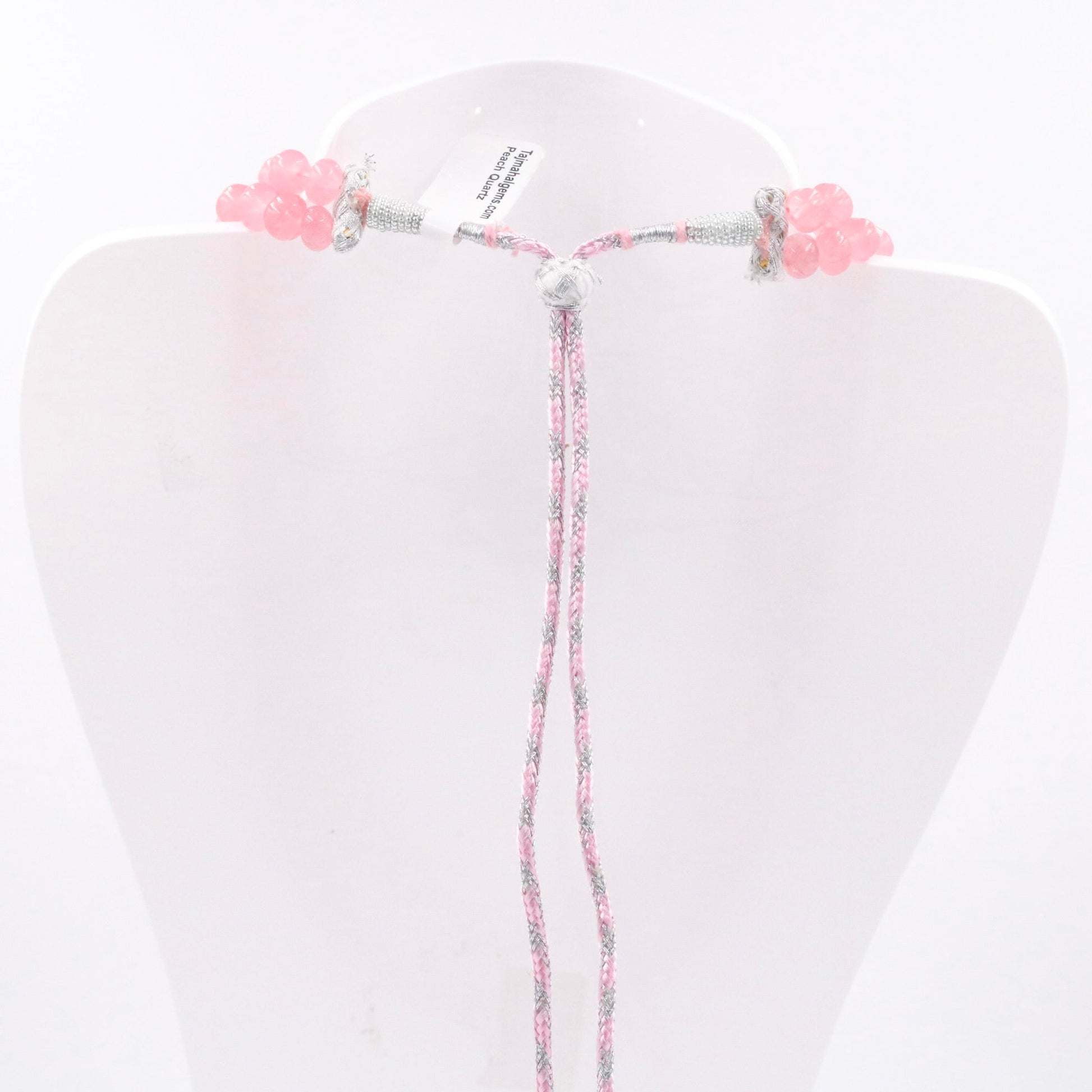 Peach Quartz Pumpkin Beads Necklace - Taj Mahal Gems