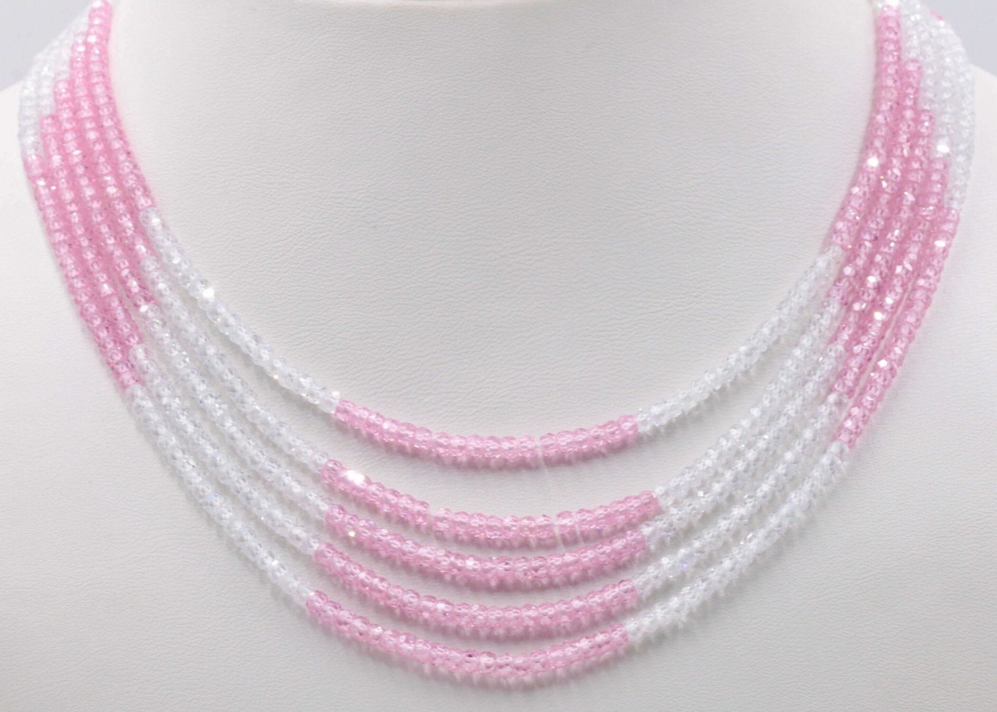 Pink and White color CZ Necklace - Taj Mahal Gems