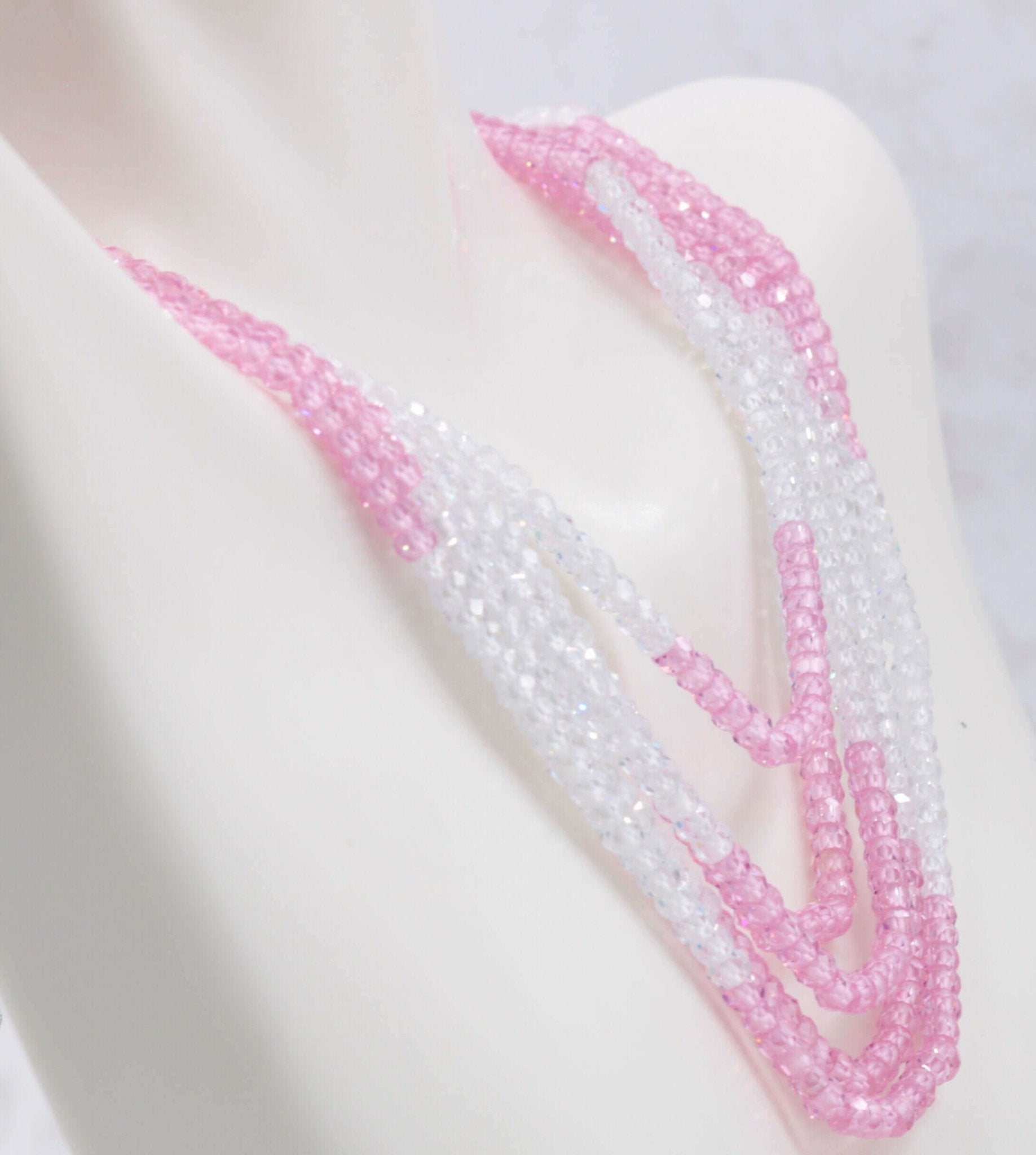 Pink and White color CZ Necklace - Taj Mahal Gems