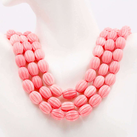 Pink Coral Melon Beads Strand - Taj Mahal Gems