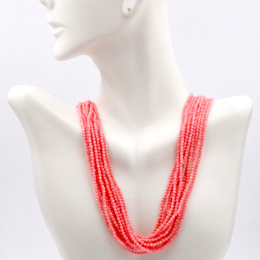 Pink Coral Multi - Strand Necklace - Taj Mahal Gems