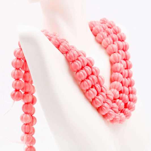Pink Coral Pumpkin Strand - Taj Mahal Gems