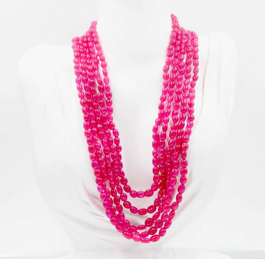 Pink Quartz Beaded Necklace - Taj Mahal Gems