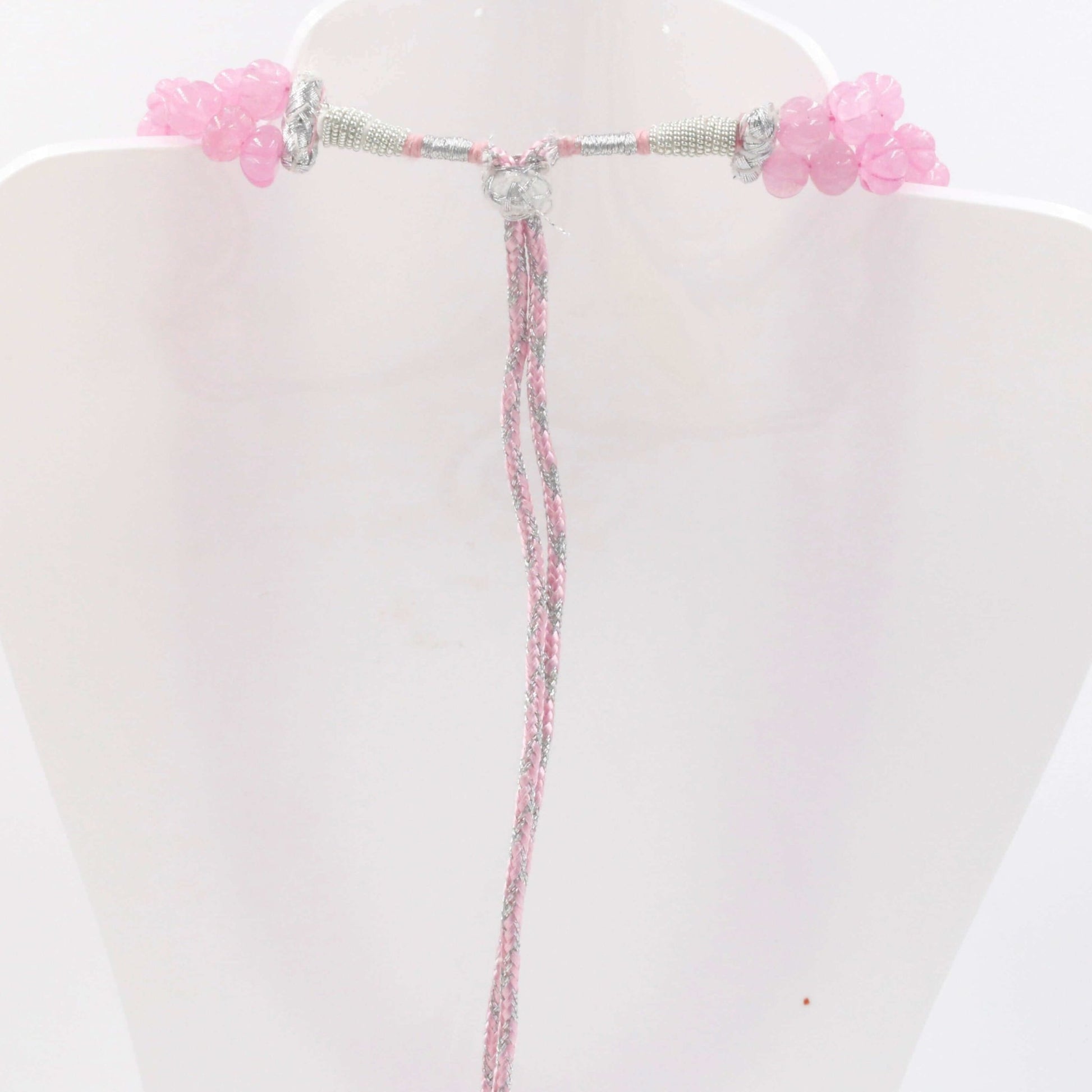 Pink Quartz Pumpkin Beads Necklace - Taj Mahal Gems