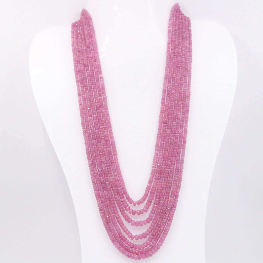 Pink Sapphire Beaded Necklace - Taj Mahal Gems