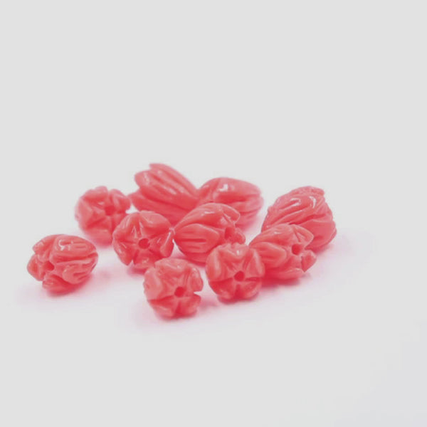 Loose Coral Tulip Beads Flowers