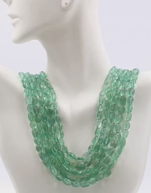 Emerald gemstone necklace 5 strand necklace