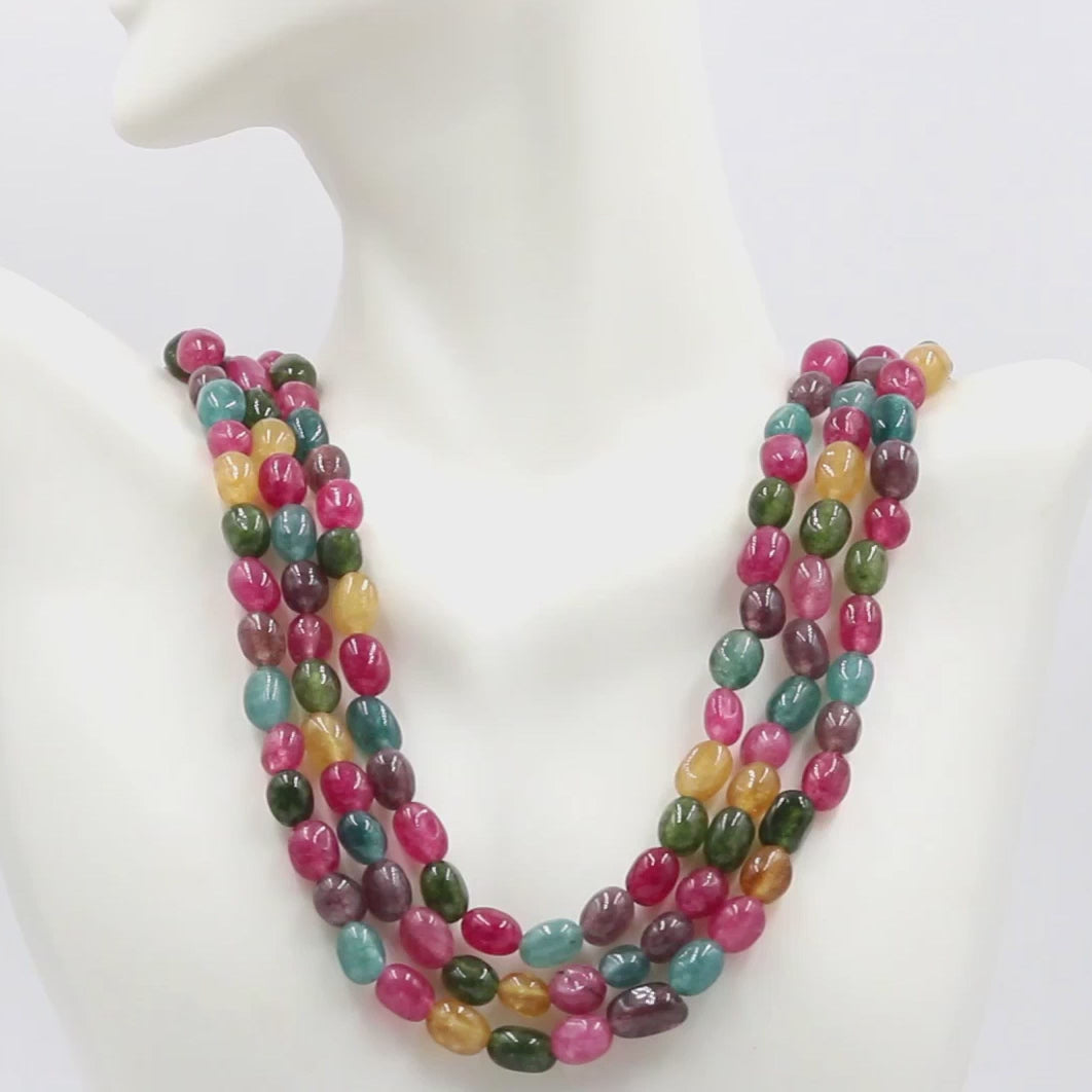 Multi - Color Quartz Beaded Necklace - Taj Mahal Gems