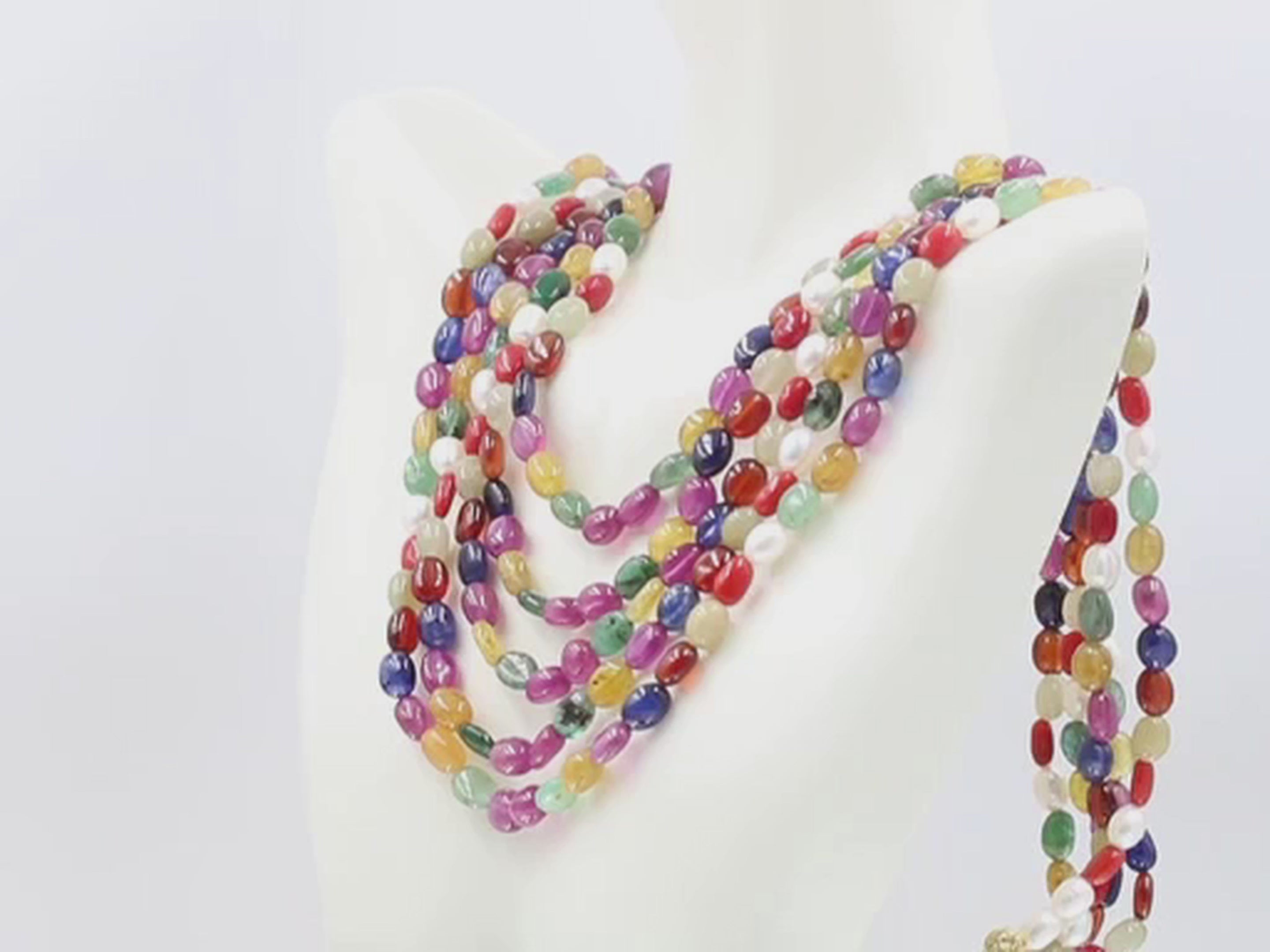 Navrathna Beaded Necklace - Taj Mahal Gems