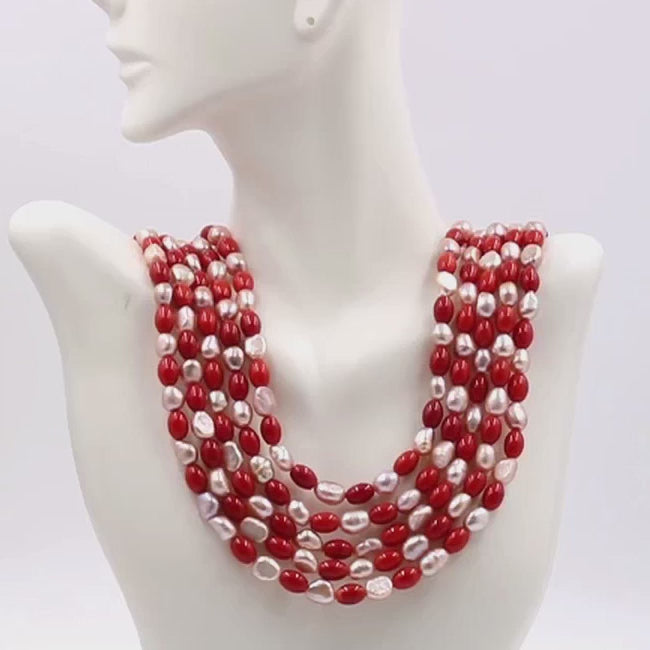Red Coral Layered Necklace 