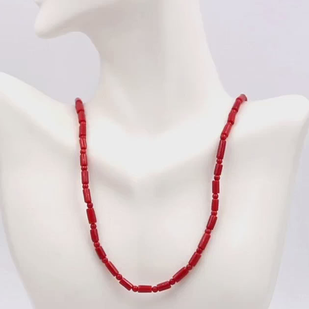Red Long Beaded Necklace