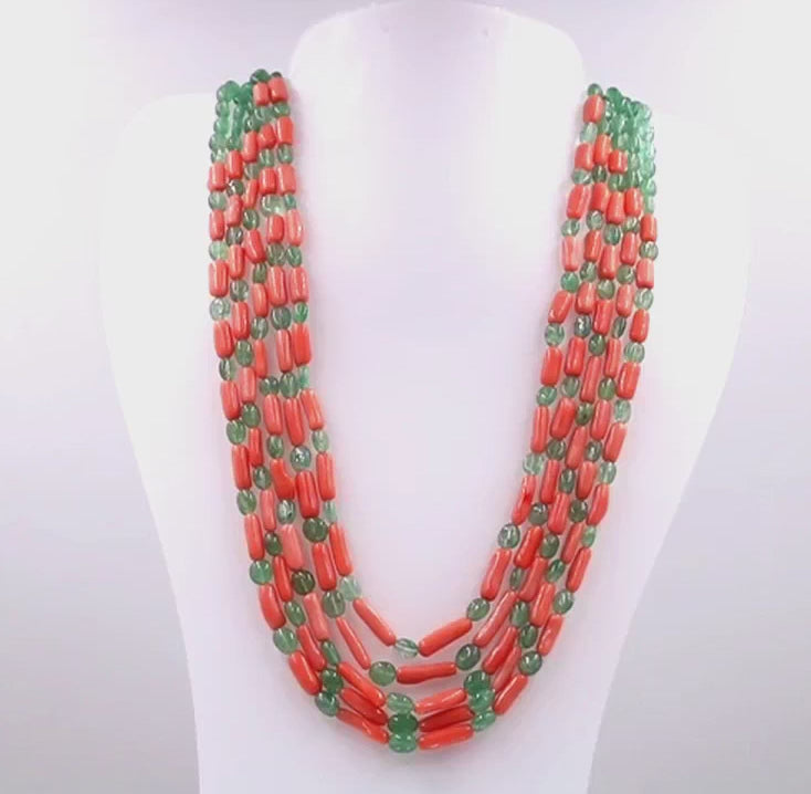 Coral Gemstone Necklace Layered 