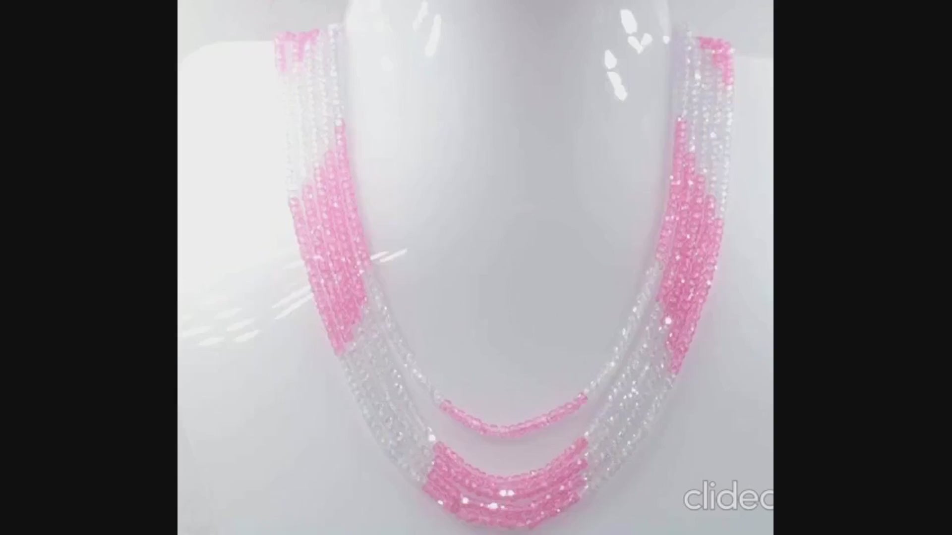 Pink and White color CZ Necklace - Taj Mahal Gems