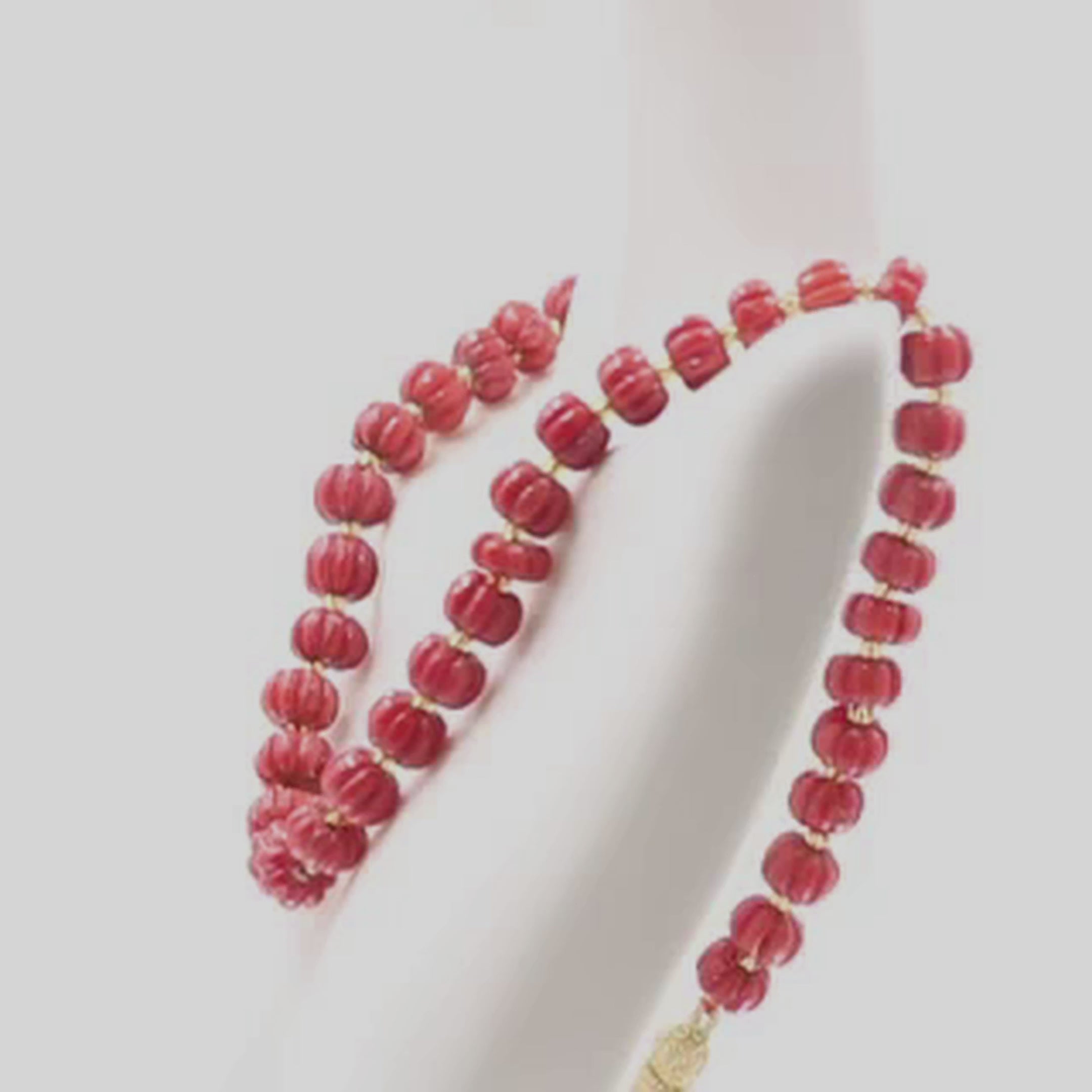 Natural Italian Coral Pumpkin Necklace - Taj Mahal Gems
