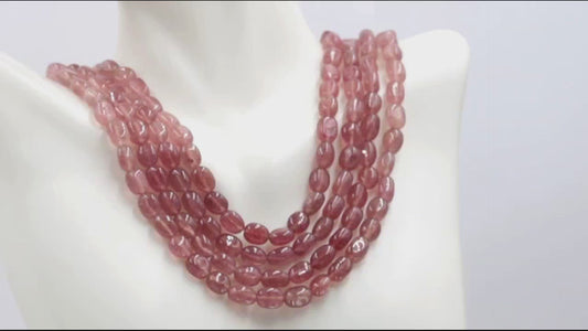 Brown Strawberry Quartz Beaded Necklace