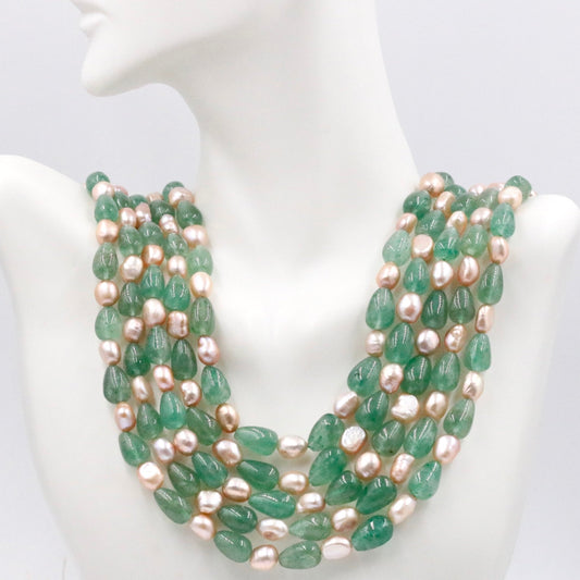 Quartz and Cultured Baroque Pearl Necklace - Taj Mahal Gems