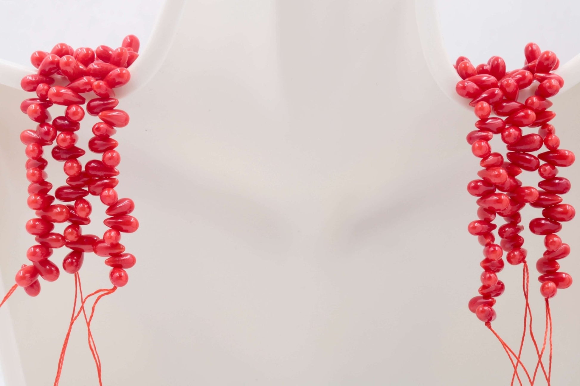 Red Coral Drops Beads Strands - Taj Mahal Gems