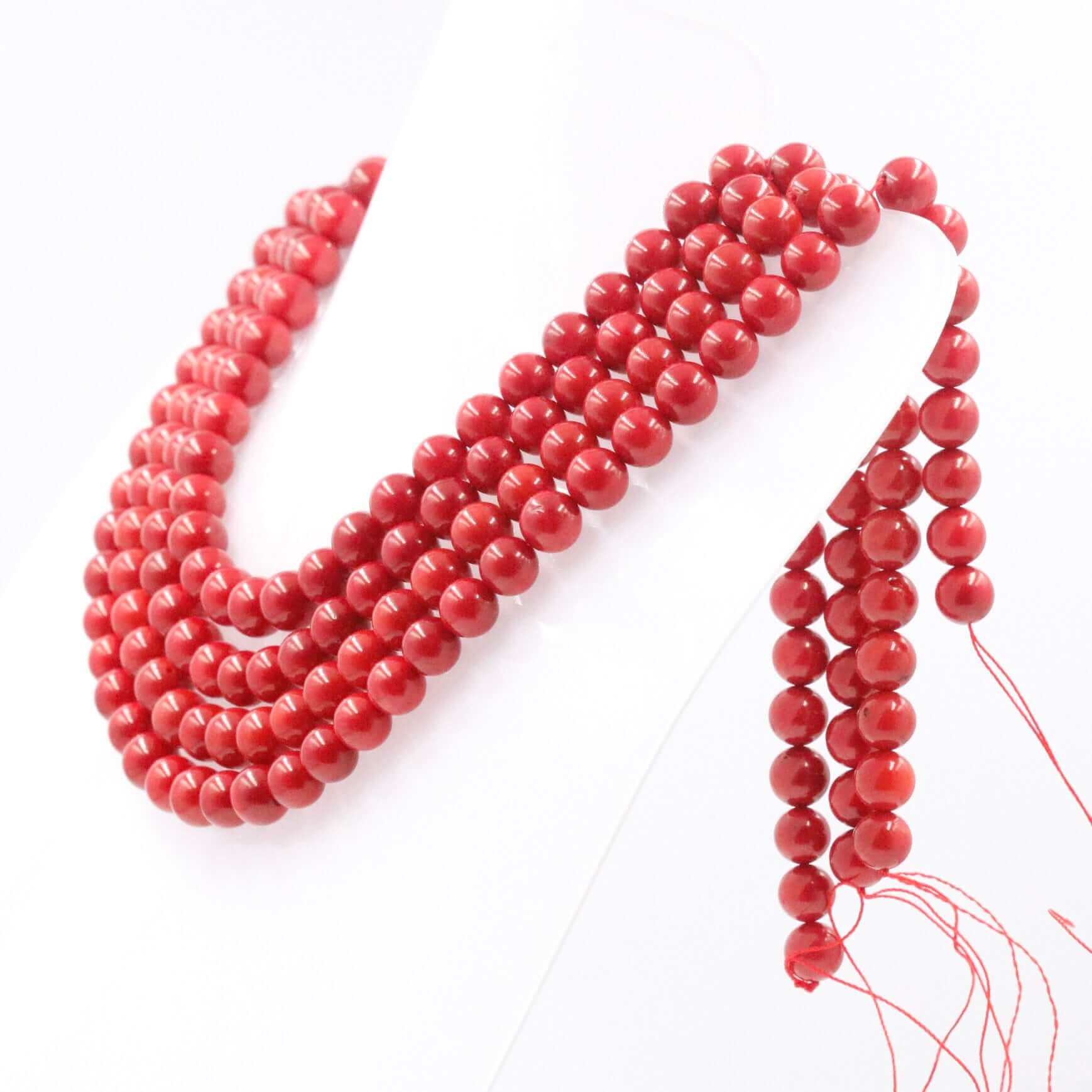 Red Orange Coral Beads Strand - Taj Mahal Gems