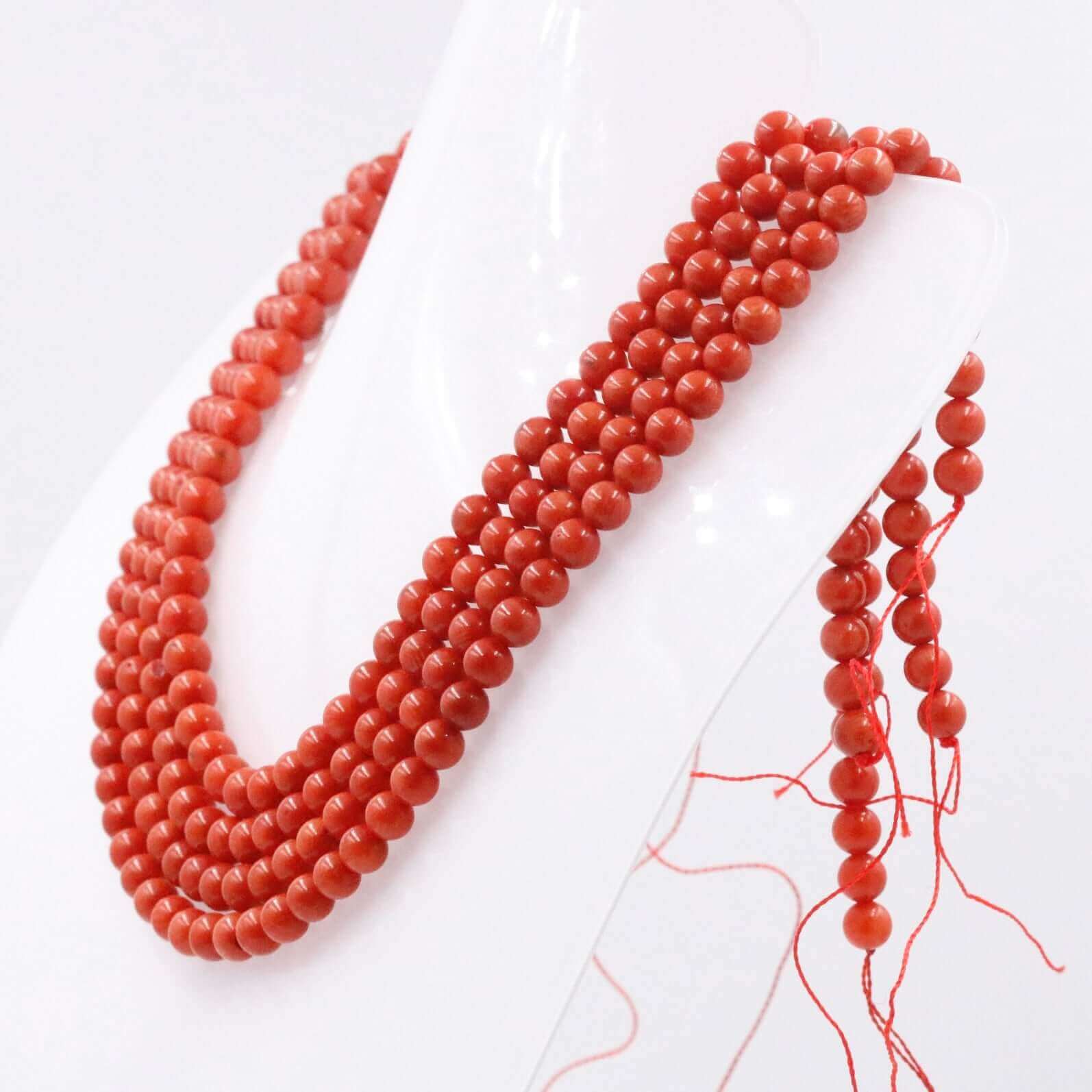 Red Orange Coral Beads Strand - Taj Mahal Gems
