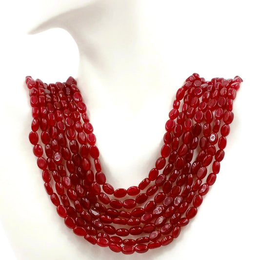 Red Quartz Beaded Necklace - Taj Mahal Gems