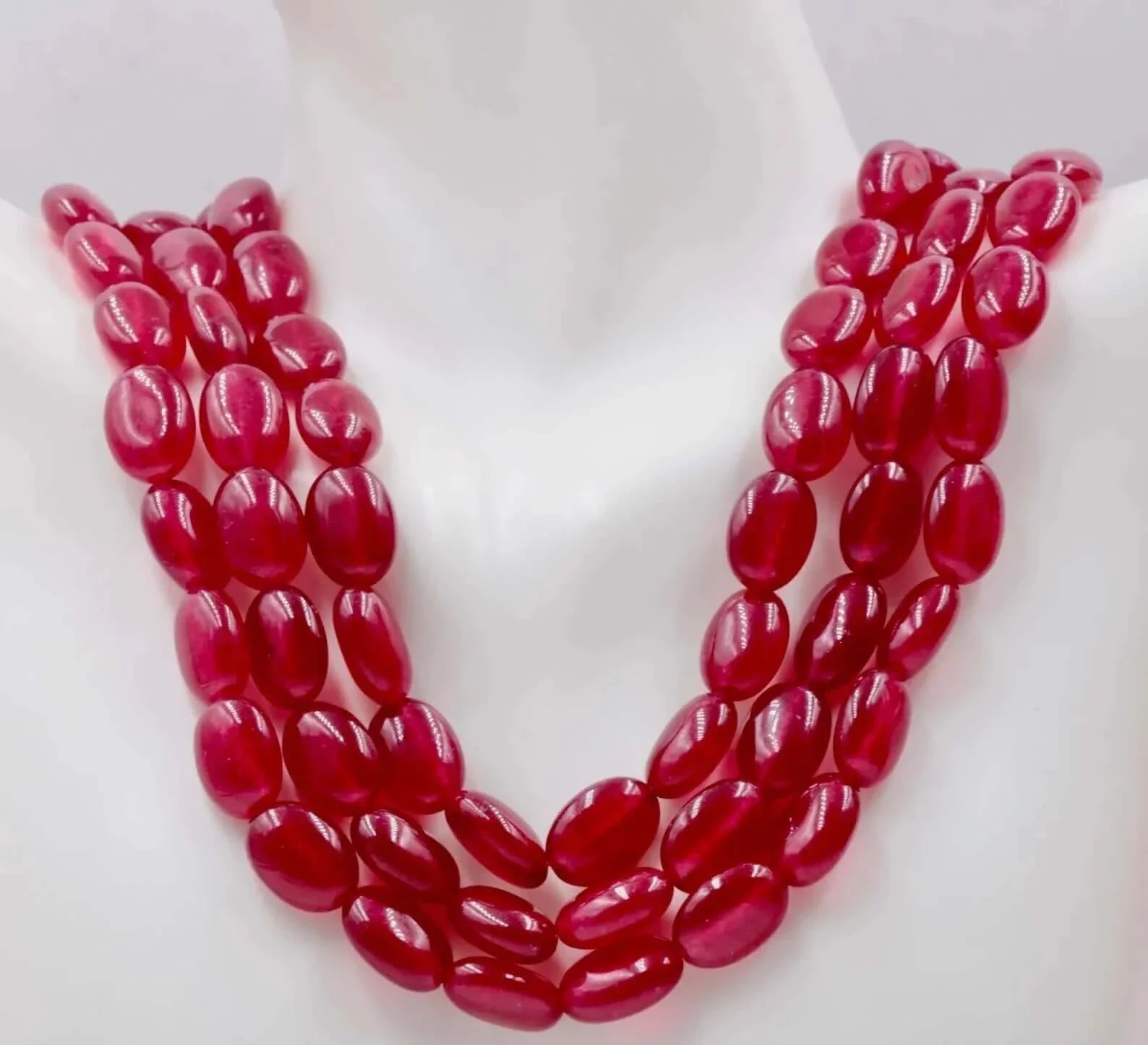 Red Quartz Beaded Necklace - Taj Mahal Gems