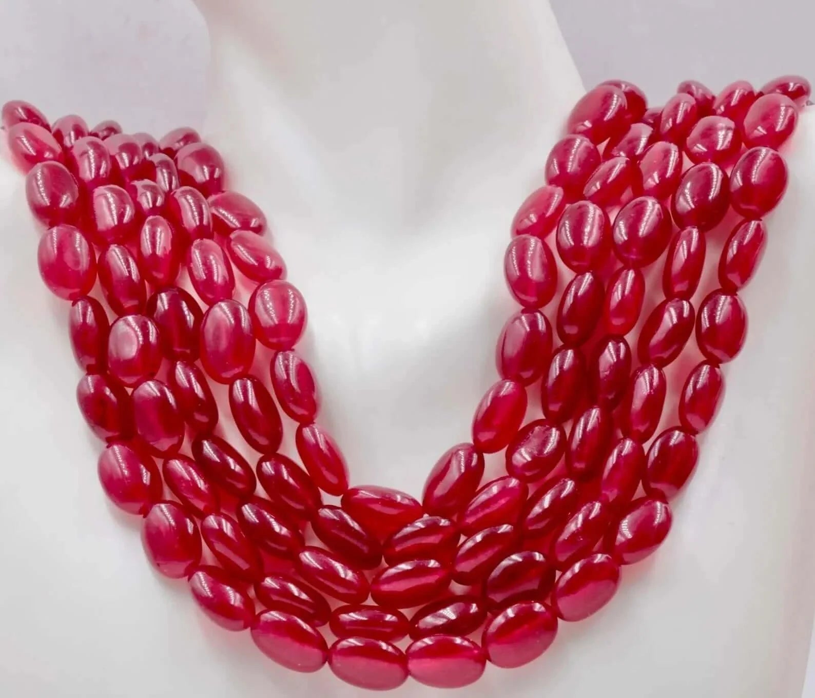 Red Quartz Beaded Necklace - Taj Mahal Gems