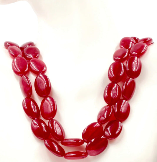 Red Quartz Beads Strand - Taj Mahal Gems