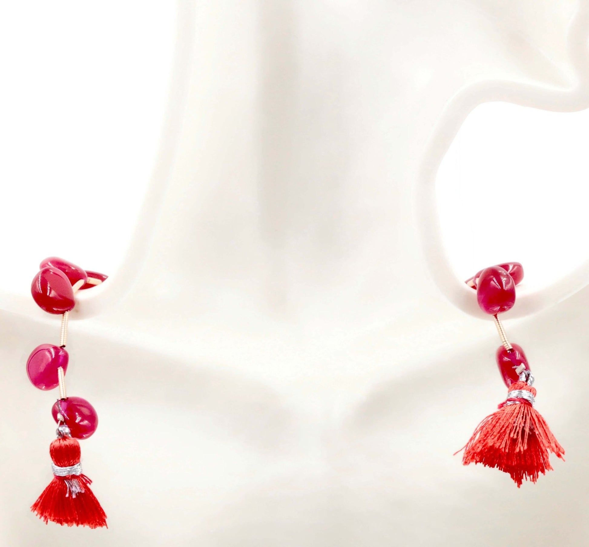 Red Quartz Heart Beads Strand - Taj Mahal Gems