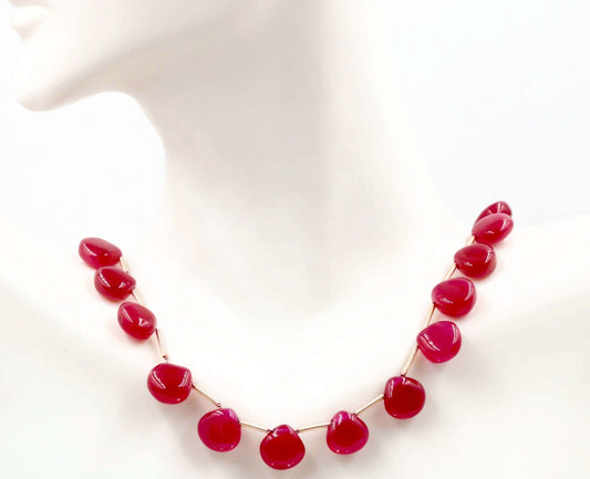 Red Quartz Heart Beads Strand - Taj Mahal Gems