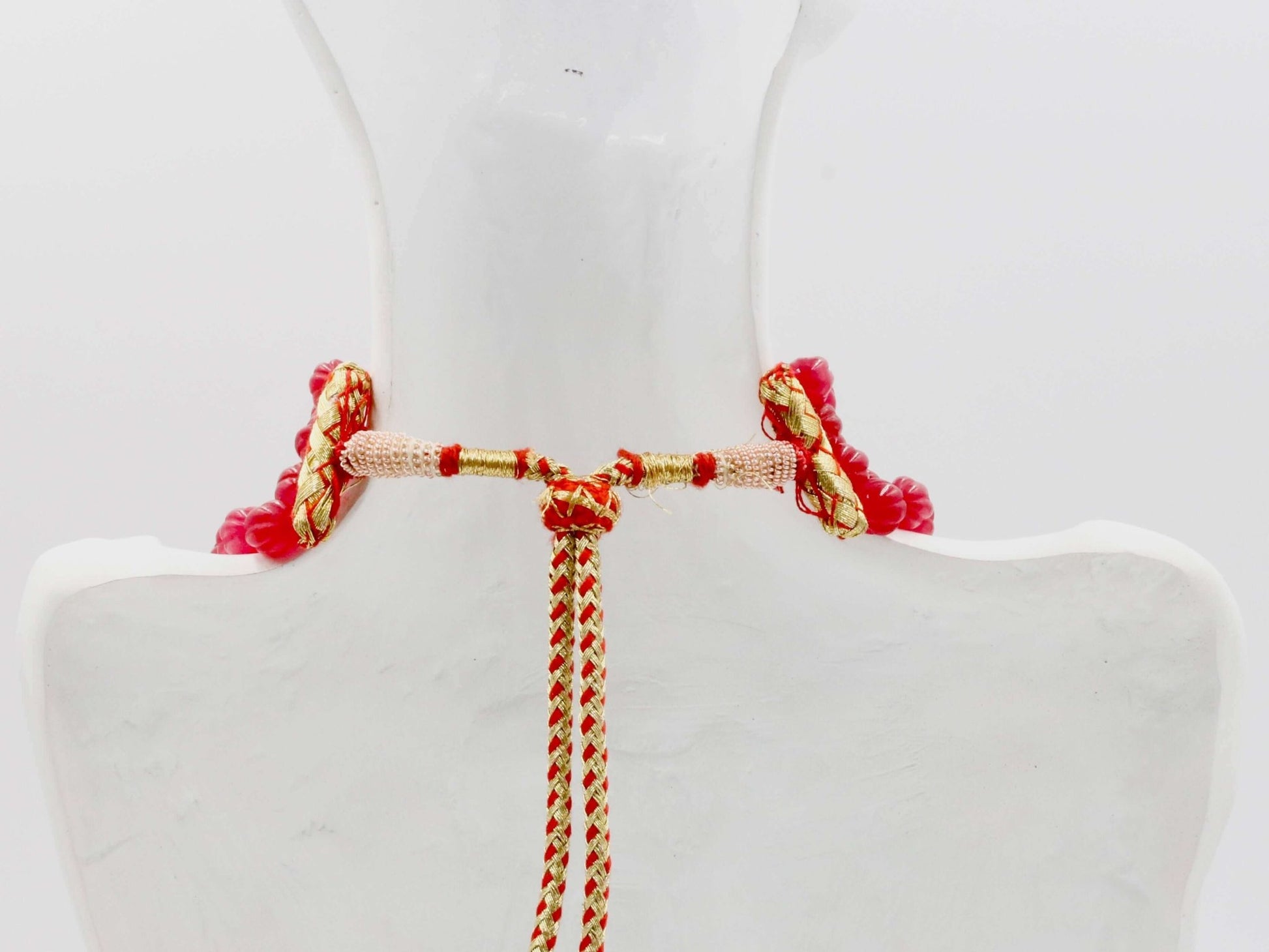 Red Quartz Pumpkin Beads Necklace - Taj Mahal Gems