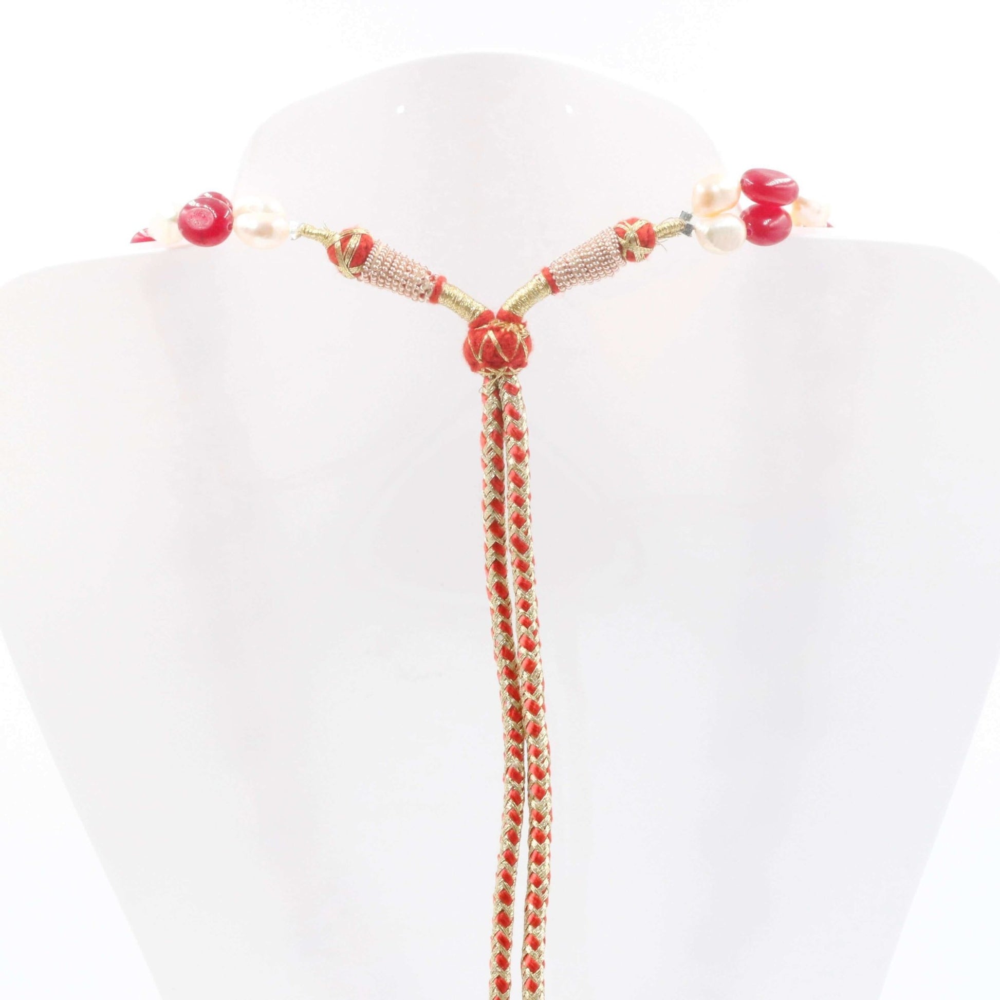 Red Quartz with Baroque Freshwater Pearl Necklace - Taj Mahal Gems