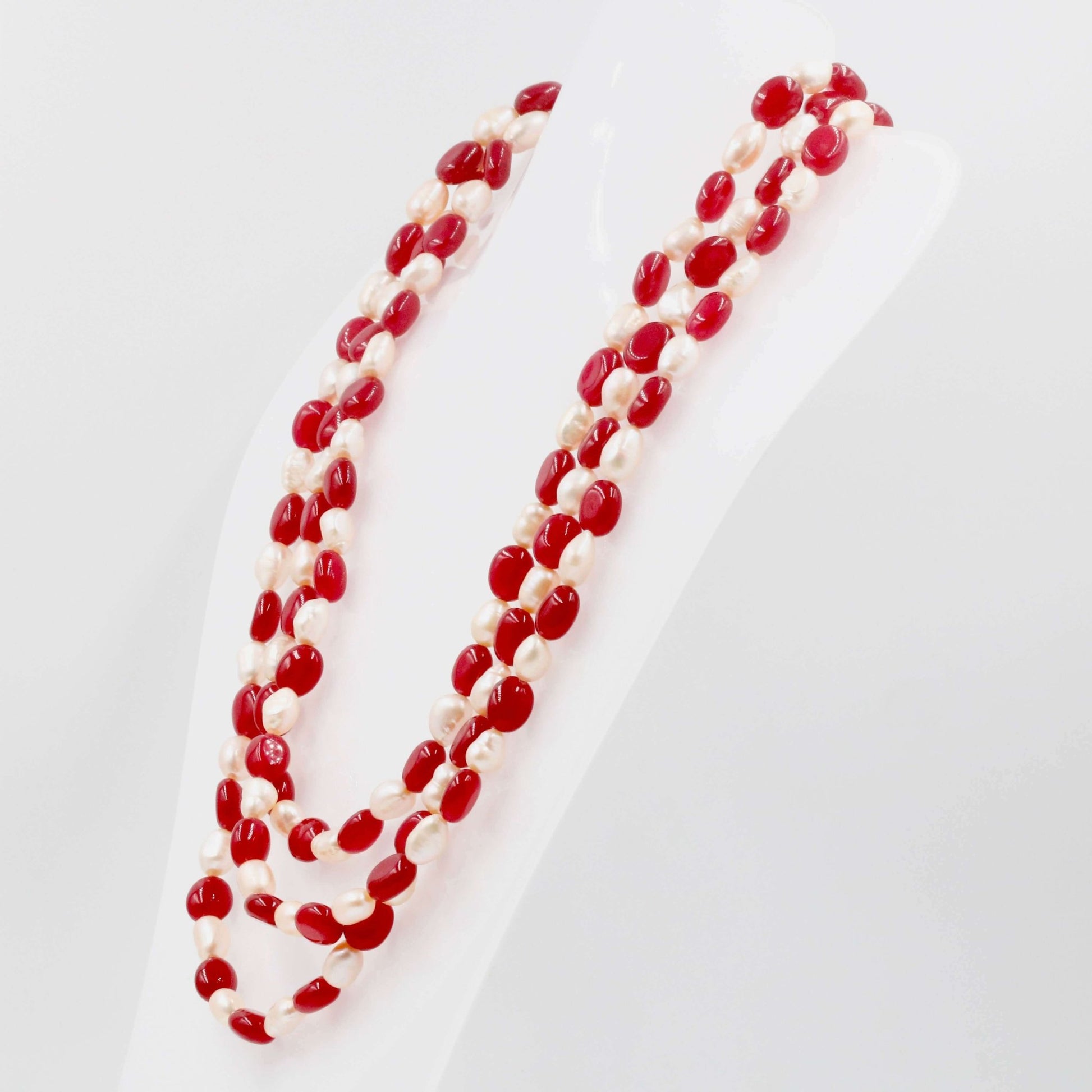 Red Quartz with Baroque Freshwater Pearl Necklace - Taj Mahal Gems