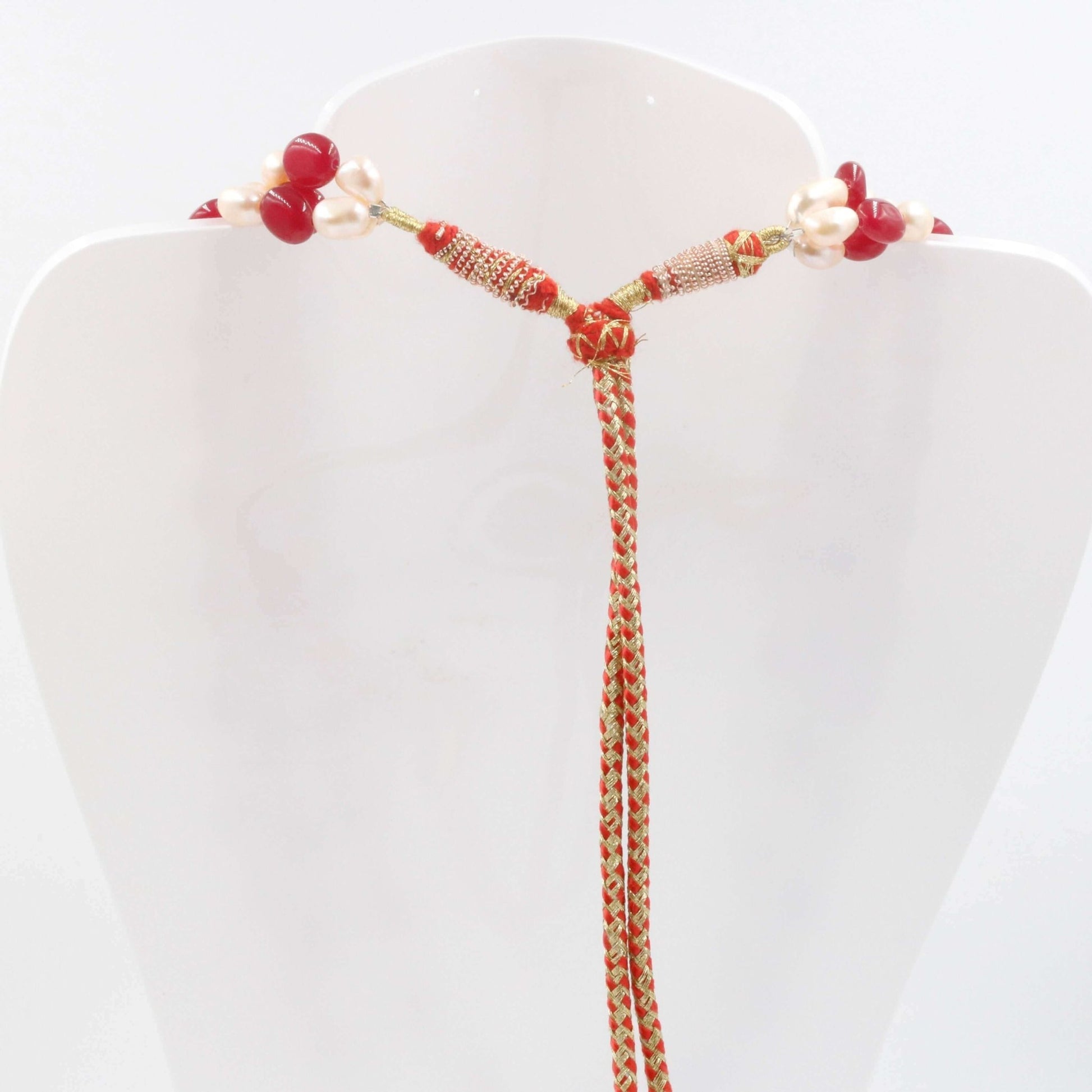 Red Quartz with Baroque Freshwater Pearl Necklace - Taj Mahal Gems