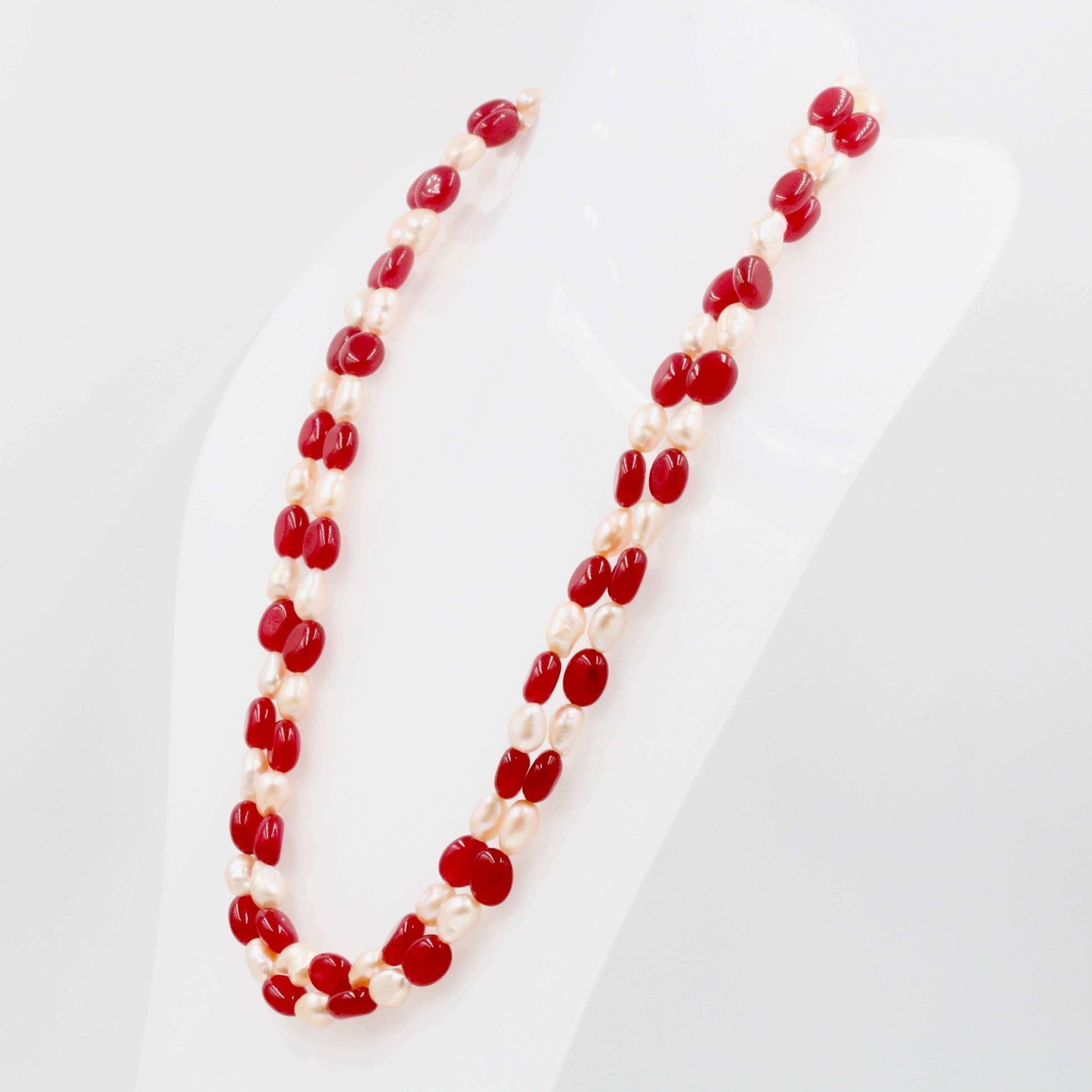 Red Quartz with Baroque Freshwater Pearl Necklace - Taj Mahal Gems