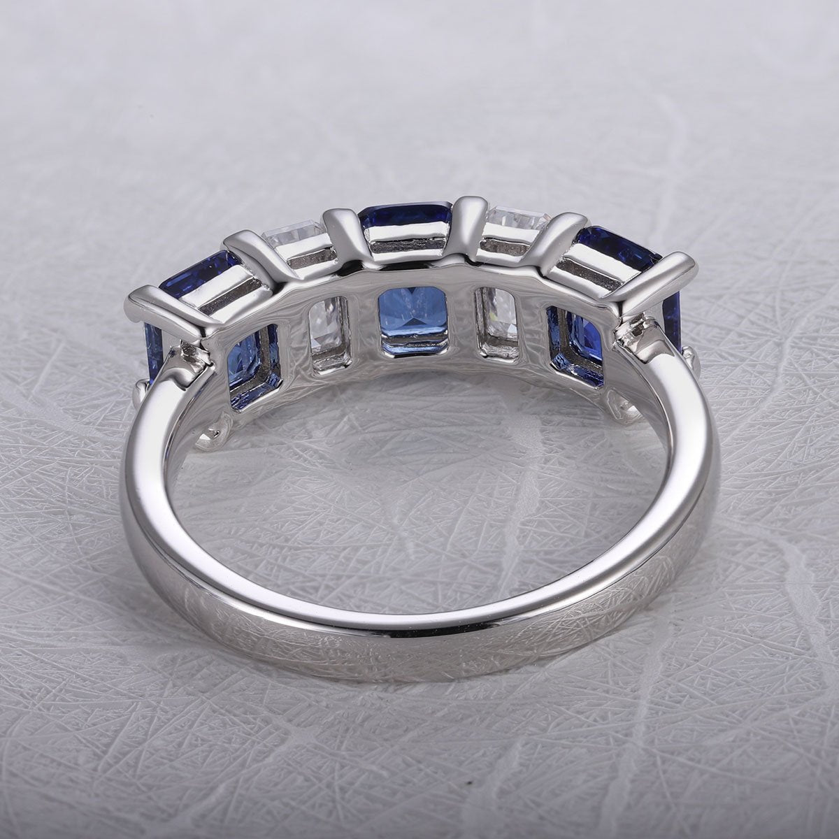 Reversible Semi - Band Ring - Ruby Sapphire Emerald - Taj Mahal Gems