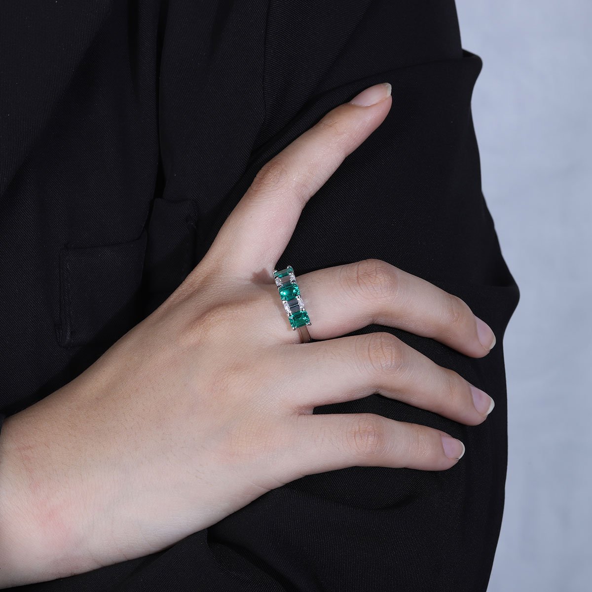 Reversible Semi - Band Ring - Ruby Sapphire Emerald - Taj Mahal Gems