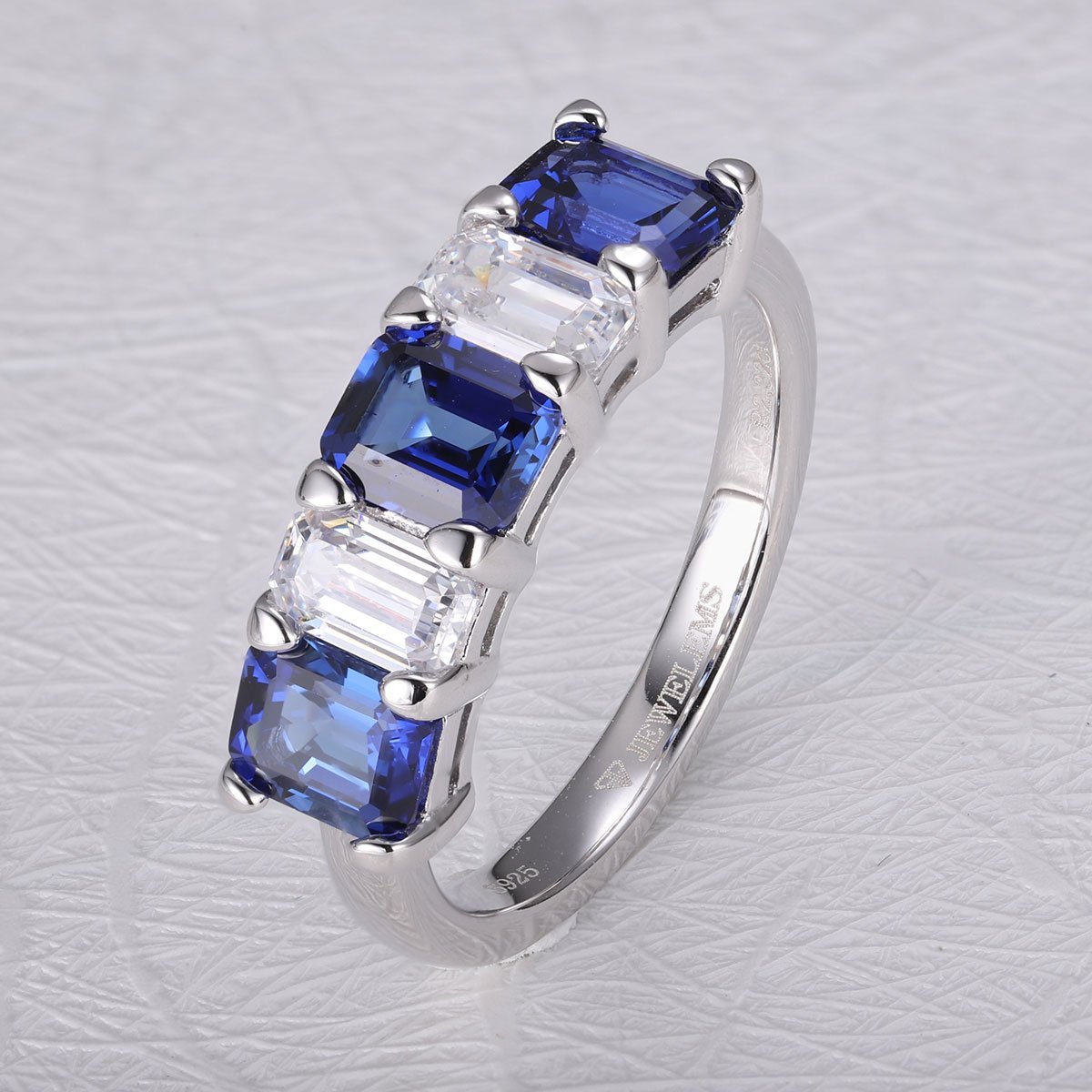 Reversible Semi - Band Ring - Ruby Sapphire Emerald - Taj Mahal Gems