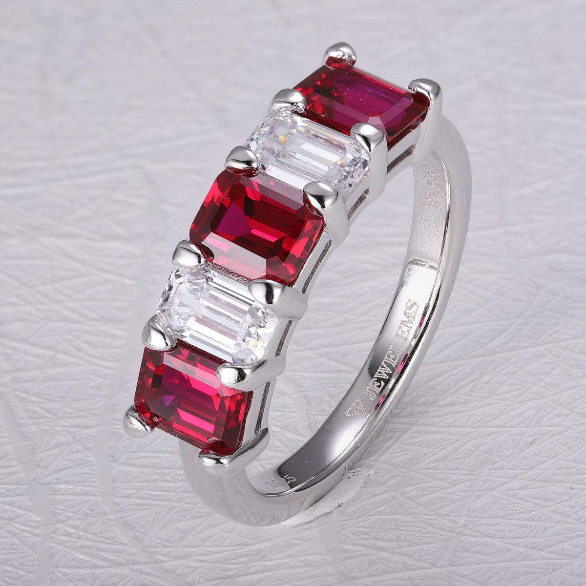 Reversible Semi - Band Ring - Ruby Sapphire Emerald - Taj Mahal Gems