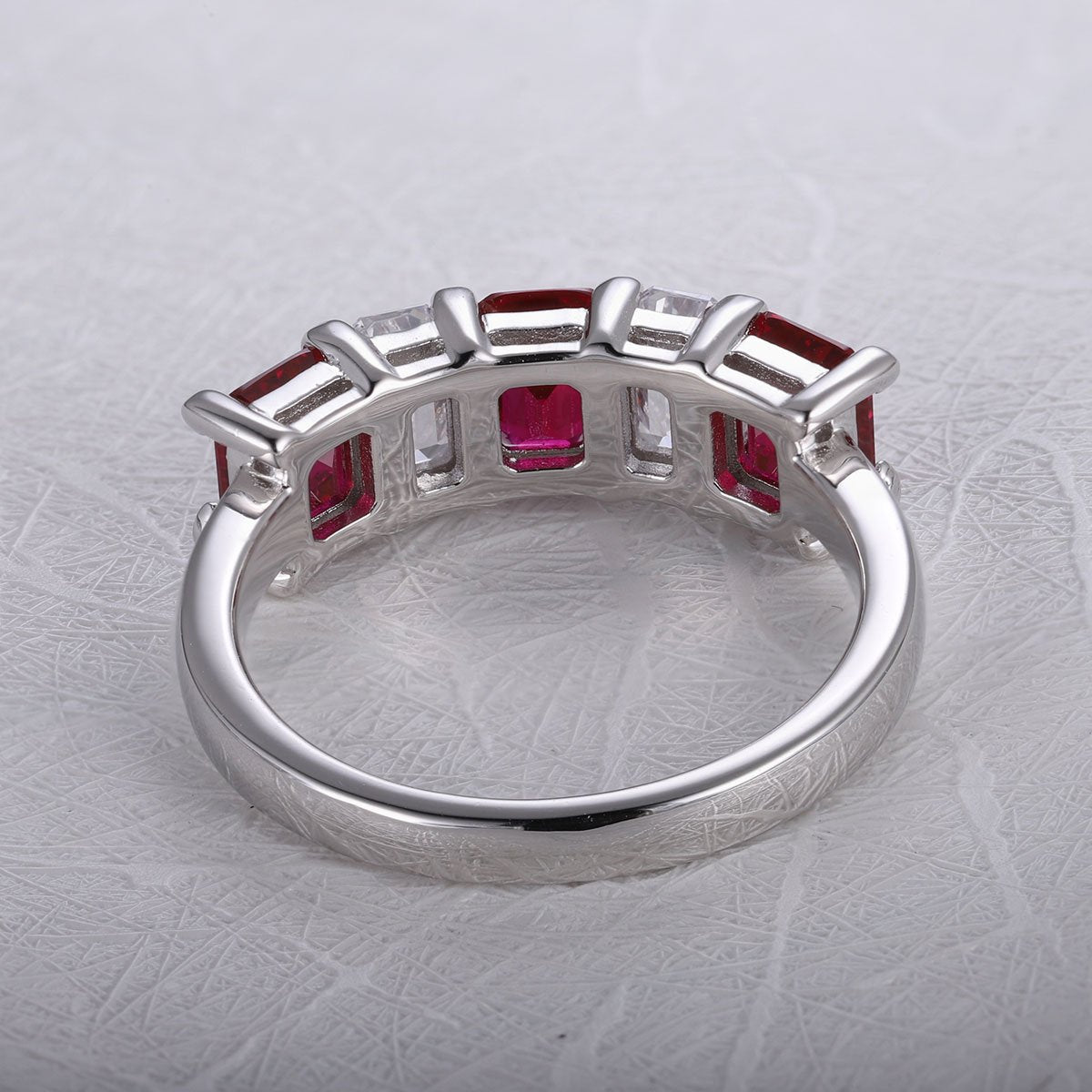 Reversible Semi - Band Ring - Ruby Sapphire Emerald - Taj Mahal Gems