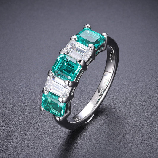 Reversible Semi - Band Ring - Ruby Sapphire Emerald - Taj Mahal Gems